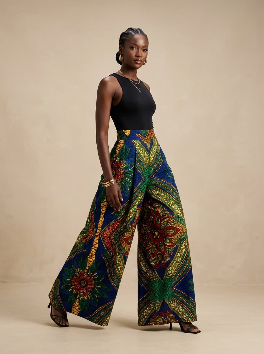Ankara High-Waisted Wide-Leg Palazzo Pants