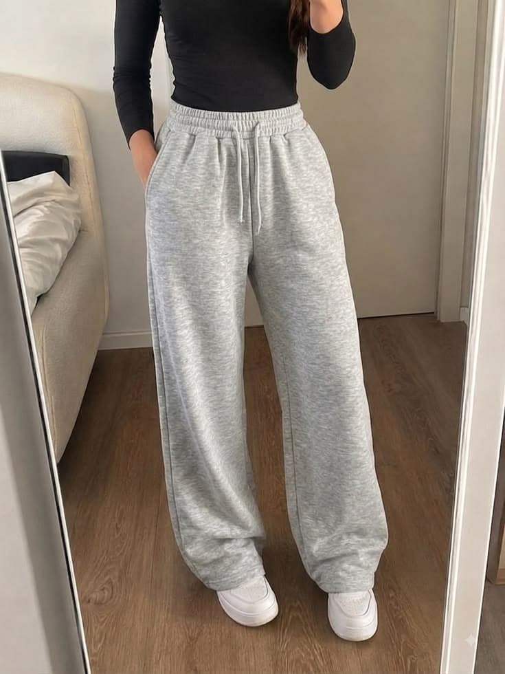 Avenue Wide-Leg Fleece Track Pants