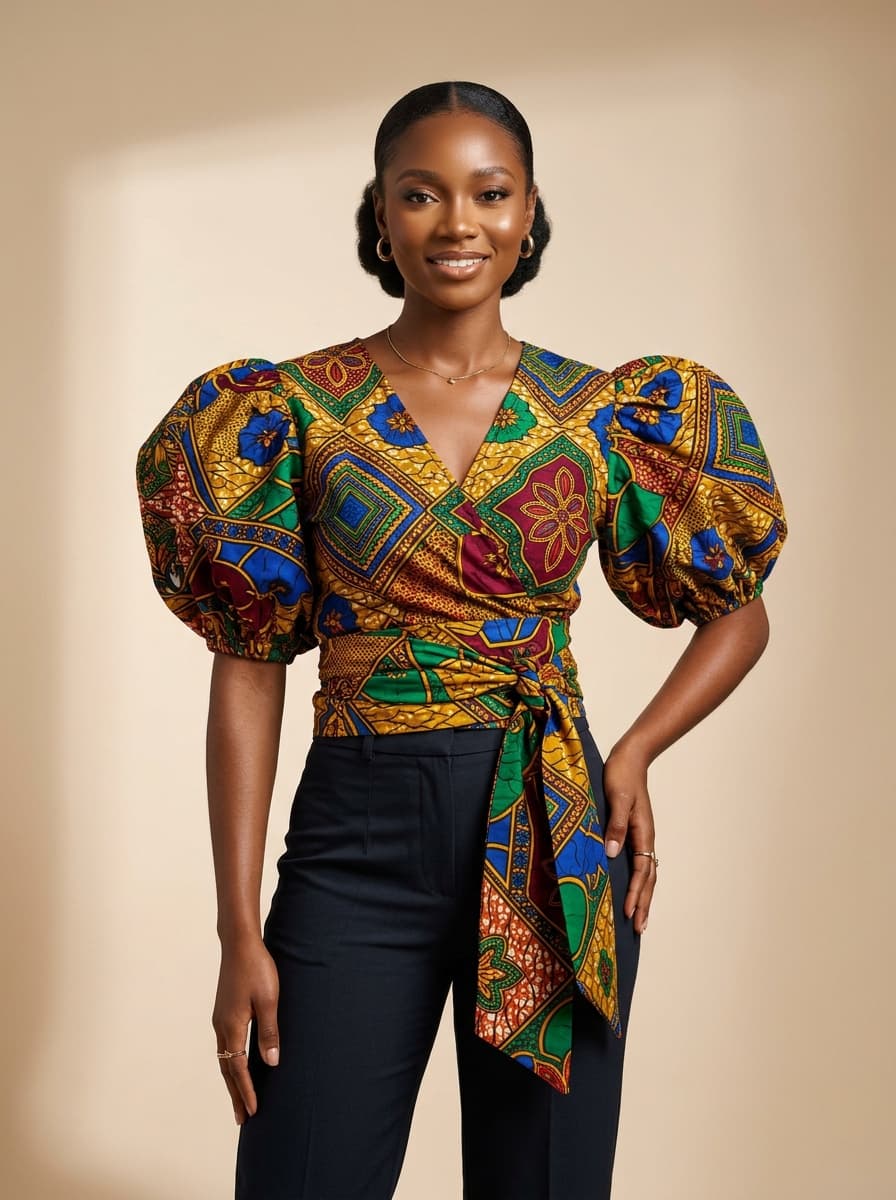 Ankara Statement Tie Wrap Top