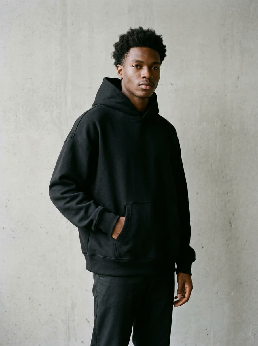 N-IMANI Club Fleece Pullover Hoodie in Black