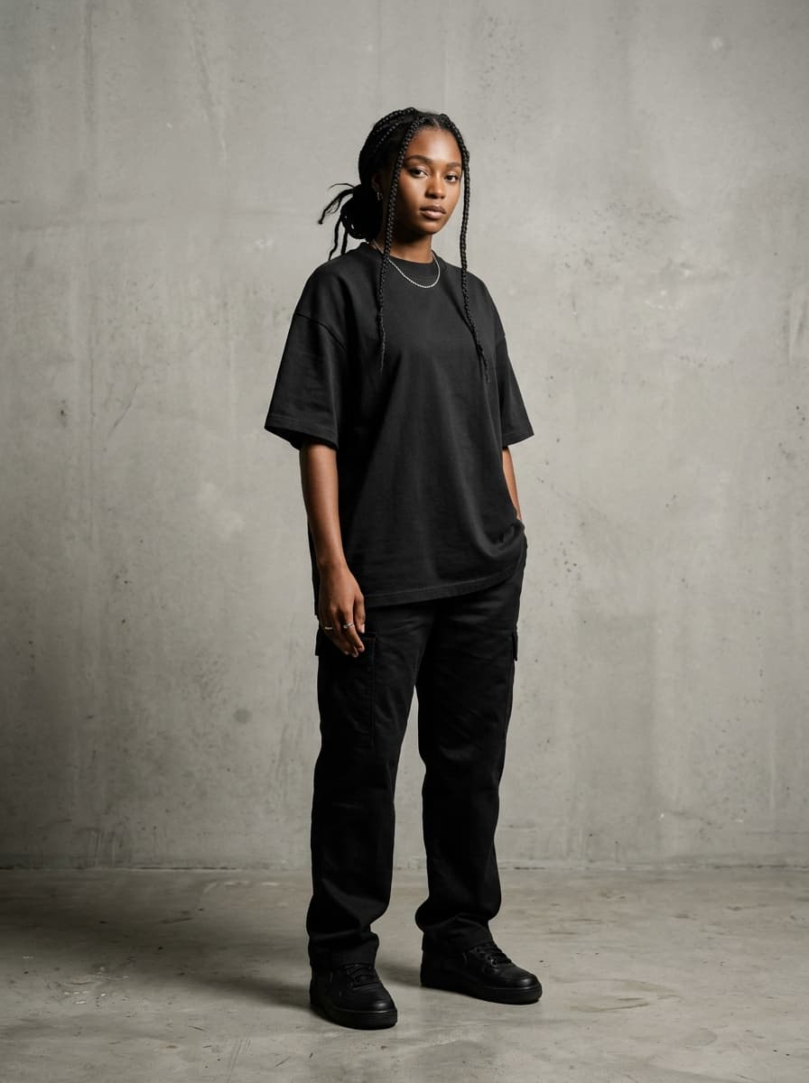 N-IMANI Heavyweight Oversized Tee in Black