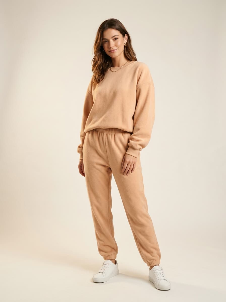 Peach Beige Cloud Fleece Track Set